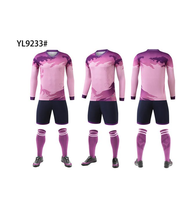 Tricou de fotbal, cu mânecă lungă, cu decolteu în V și cu blocuri de culoare – COMBO 1