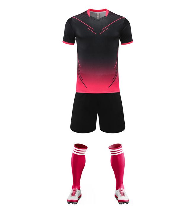 Maglia da calcio a maniche corte con girocollo con righe – FRONT 1