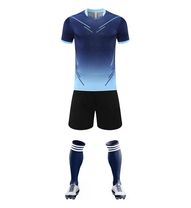 Maglia da calcio a maniche corte con girocollo con righe – FRONT 2