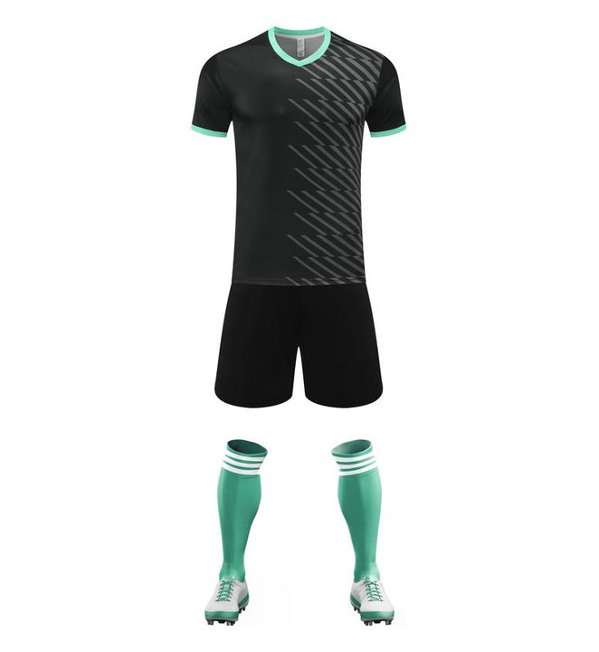 Maglia da calcio a maniche corte con scollo a V con motivo geometrico – FRONT 1