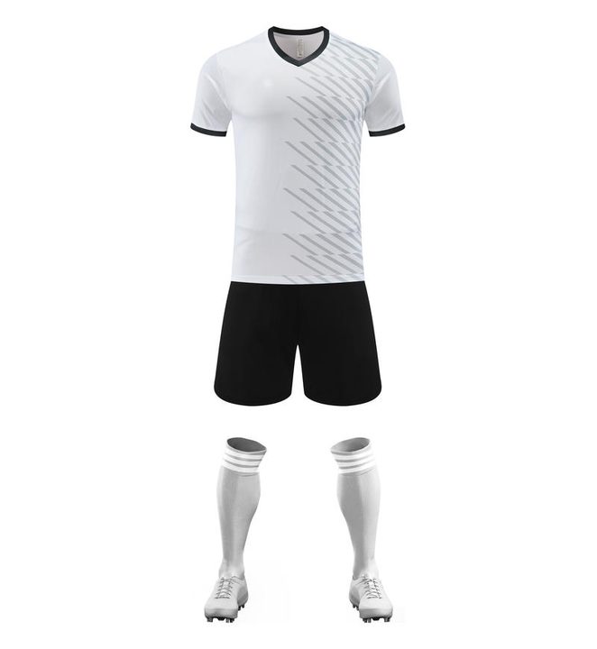 Maglia da calcio a maniche corte con scollo a V con motivo geometrico – FRONT 3