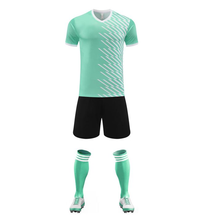 Maglia da calcio a maniche corte con scollo a V con motivo geometrico – FRONT 4