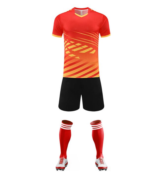 Koszulka piłkarska, z krótkim rękawem, z dekoltem w serek i w paski – FRONT 3