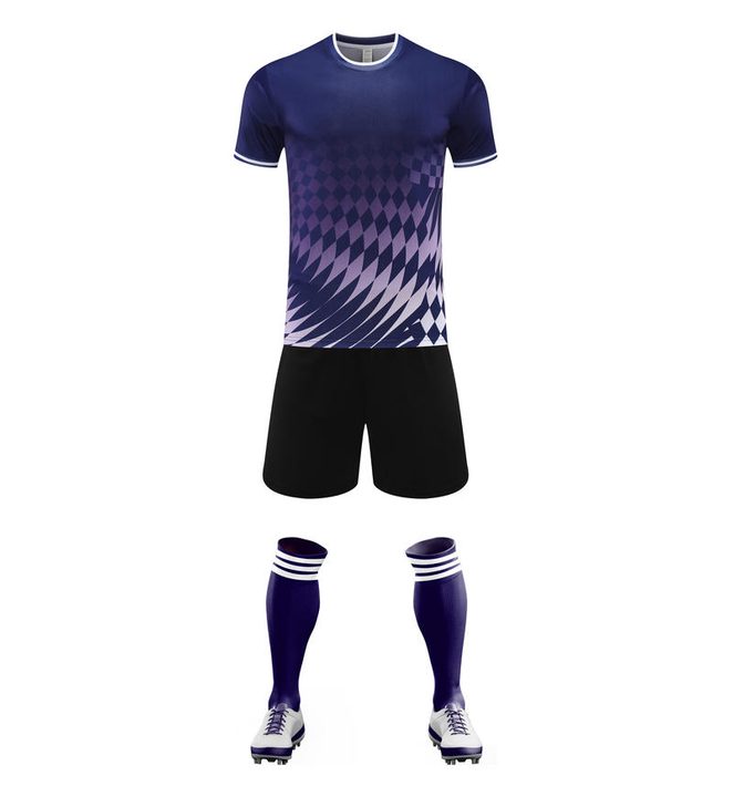 Camisa de futebol de manga curta com gola careca com degradê – FRONT 3
