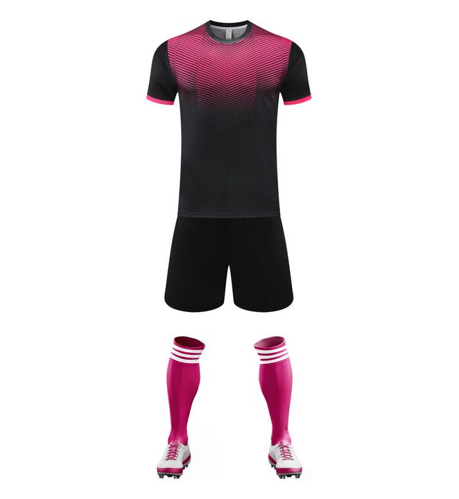 Tricou de fotbal, cu mânecă scurtă, cu decolteu rotund și cu degrade – FRONT 1
