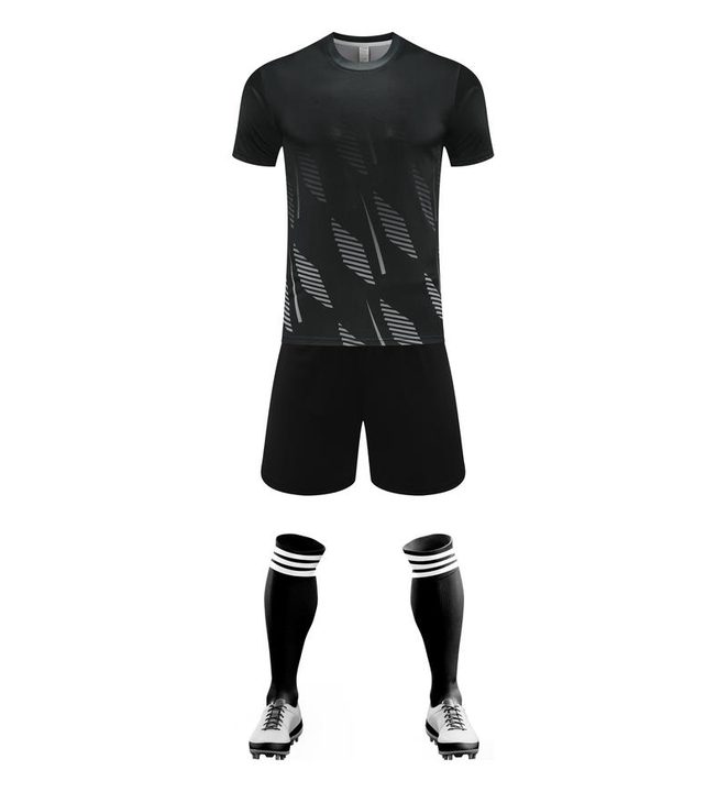 Maglia da calcio a maniche corte con girocollo con righe – FRONT 1