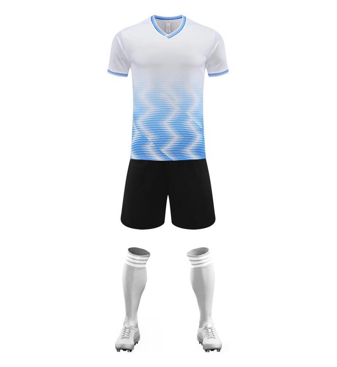 قميص كرة قدم بـأكمام قصيرة ياقة V خطوط – FRONT 1