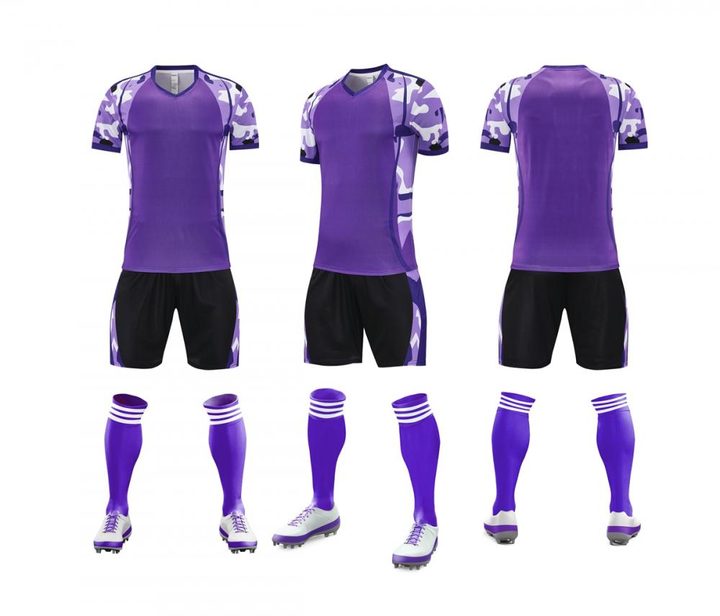 Tricou de fotbal, cu mânecă scurtă, cu decolteu în V și cu dungi – COMBO 2