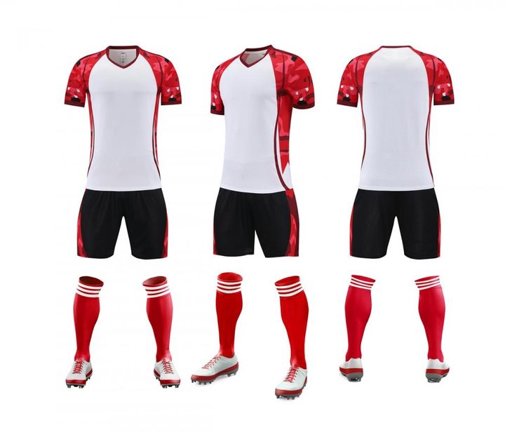 Tricou de fotbal, cu mânecă scurtă, cu decolteu în V și cu dungi – COMBO 3