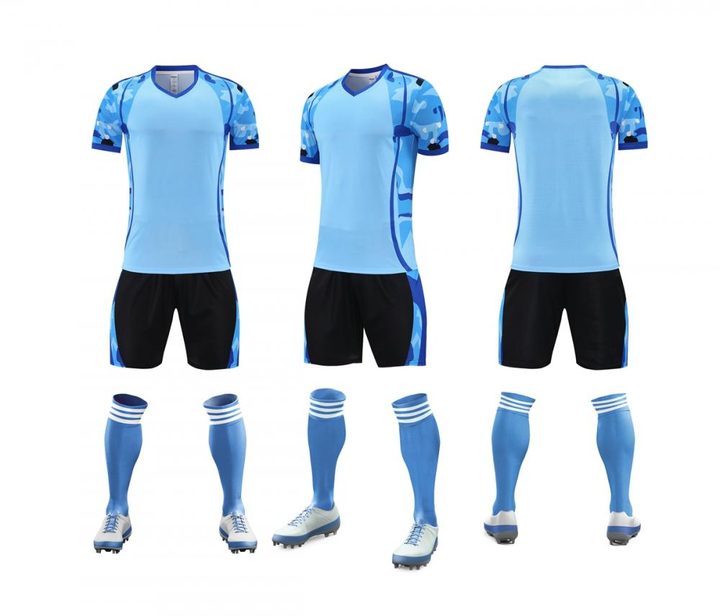 Tricou de fotbal, cu mânecă scurtă, cu decolteu în V și cu dungi – COMBO 4
