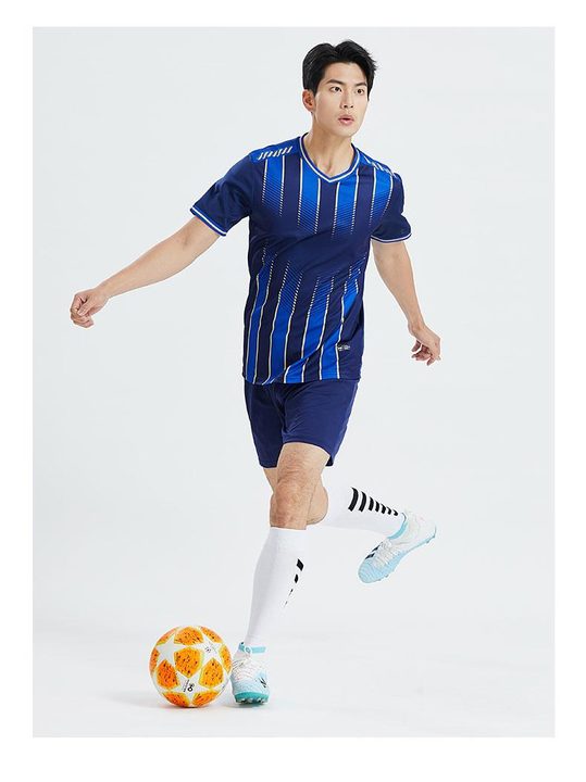 V-neck Short Sleeve Striped Soccer Jersey – MODEL 1