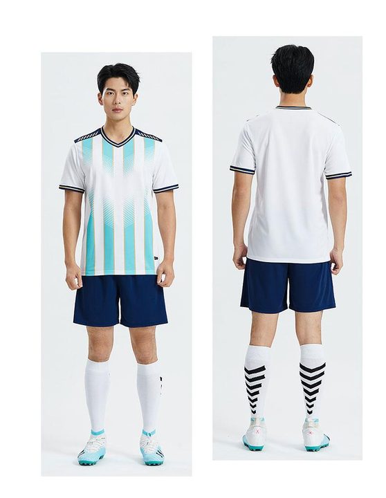V-neck Short Sleeve Striped Soccer Jersey – MODEL 2