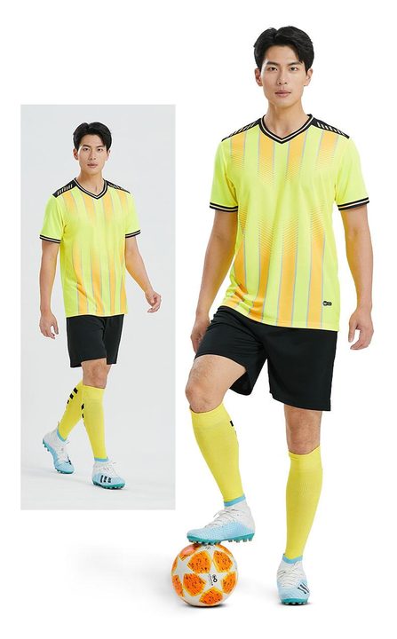 V-neck Short Sleeve Striped Soccer Jersey – MODEL 4