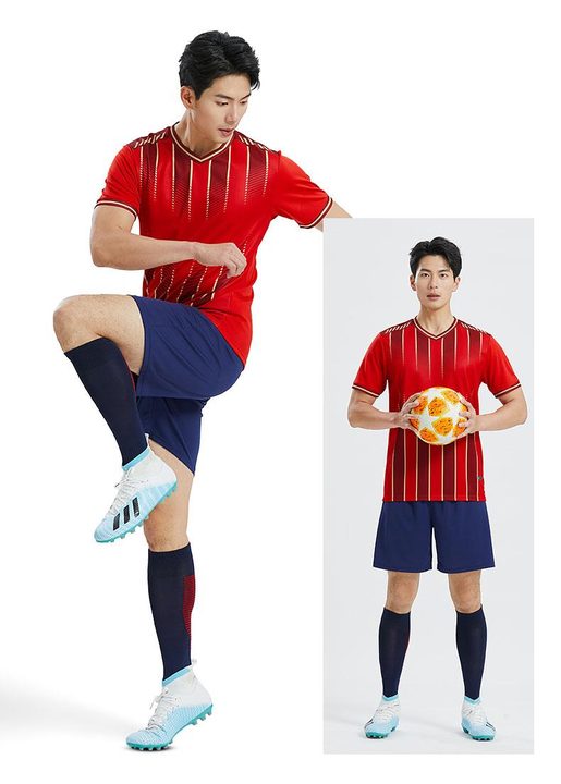 V-neck Short Sleeve Striped Soccer Jersey – MODEL 5