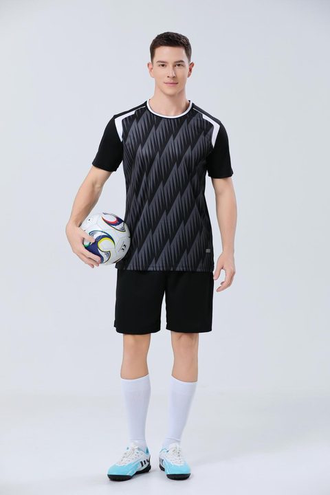 Crew-neck Short Sleeve Geometric Soccer Jersey – MODEL 2