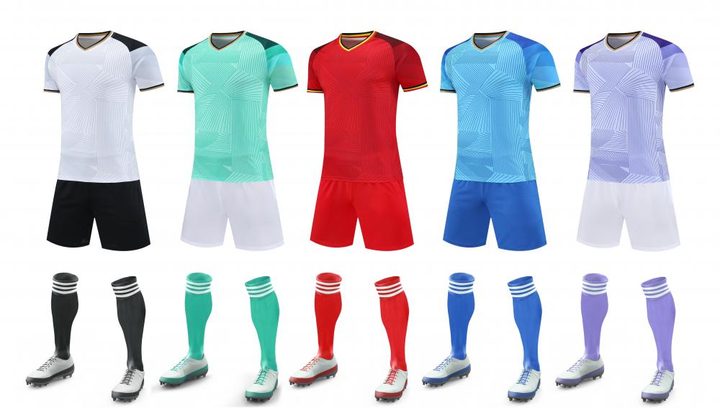 V-neck Short Sleeve Striped Soccer Jersey