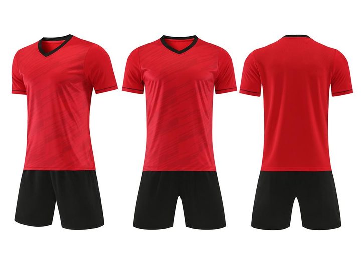 Maglia da calcio a maniche corte con scollo a V con righe – COMBO 4
