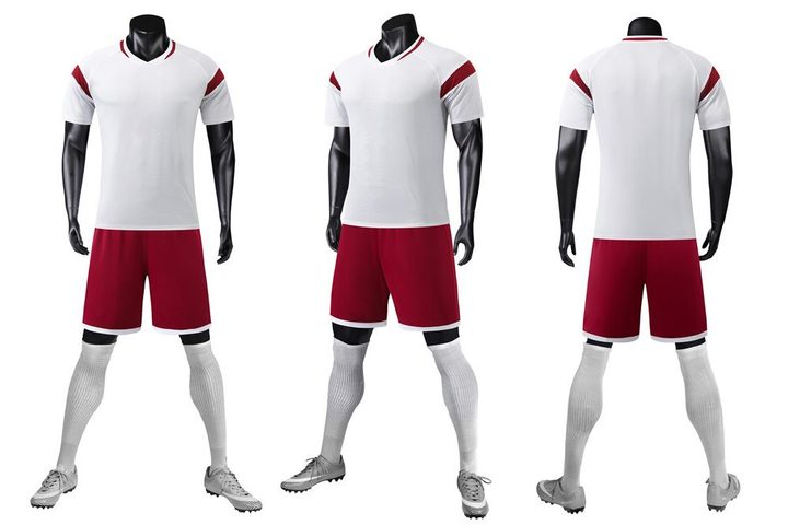 Maillot de football à manches courtes avec col rond à blocs de couleur – COMBO 2
