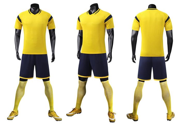 Maillot de football à manches courtes avec col rond à blocs de couleur – COMBO 4