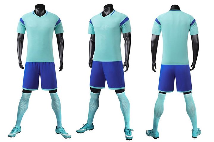 Maillot de football à manches courtes avec col rond à blocs de couleur – COMBO 1