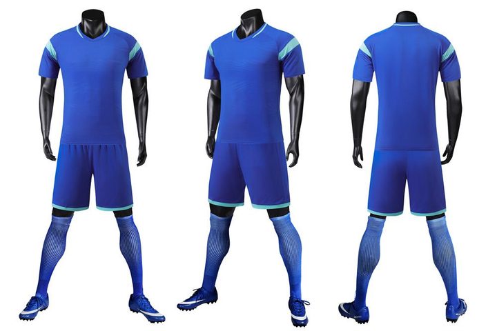 Maillot de football à manches courtes avec col rond à blocs de couleur – COMBO 3
