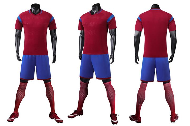 Maillot de football à manches courtes avec col rond à blocs de couleur – COMBO 5