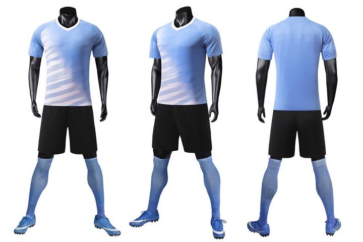 Kurzarm-Fußballtrikot mit V-Ausschnitt und Streifen – COMBO 5