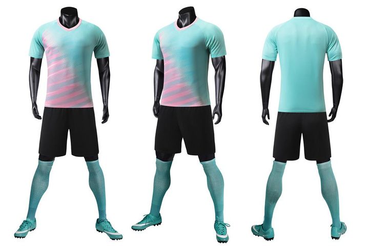 Kurzarm-Fußballtrikot mit V-Ausschnitt und Streifen – COMBO 3