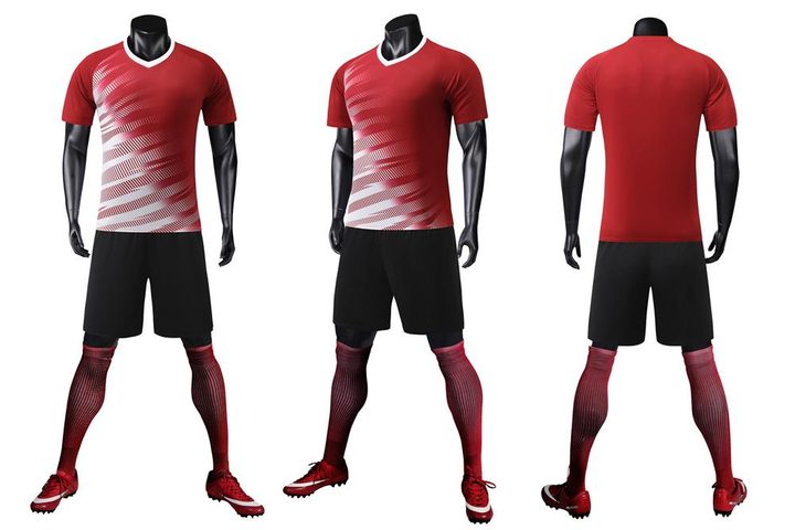 Kurzarm-Fußballtrikot mit V-Ausschnitt und Streifen – COMBO 2