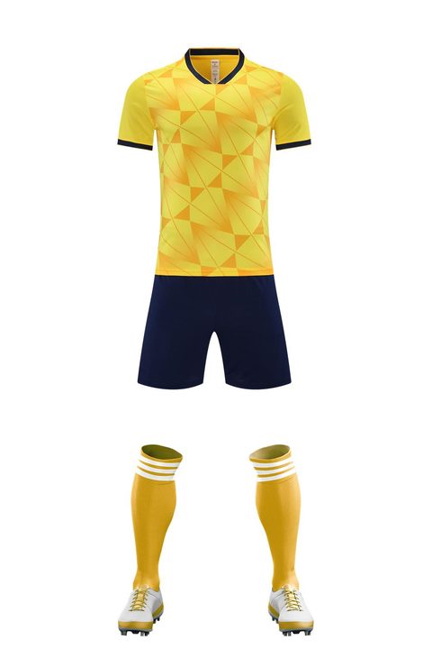 Maillot de football à manches courtes avec col V à rayures – FRONT 4