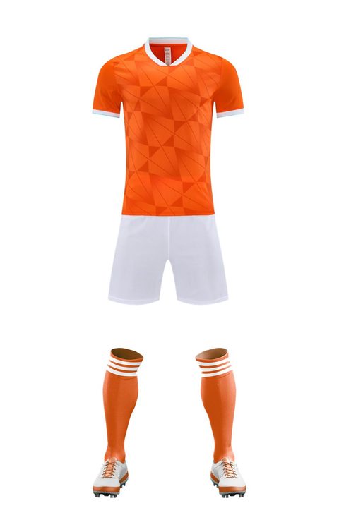 Maillot de football à manches courtes avec col V à rayures – FRONT 2