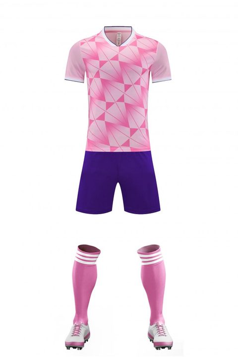 Maillot de football à manches courtes avec col V à rayures – FRONT 5