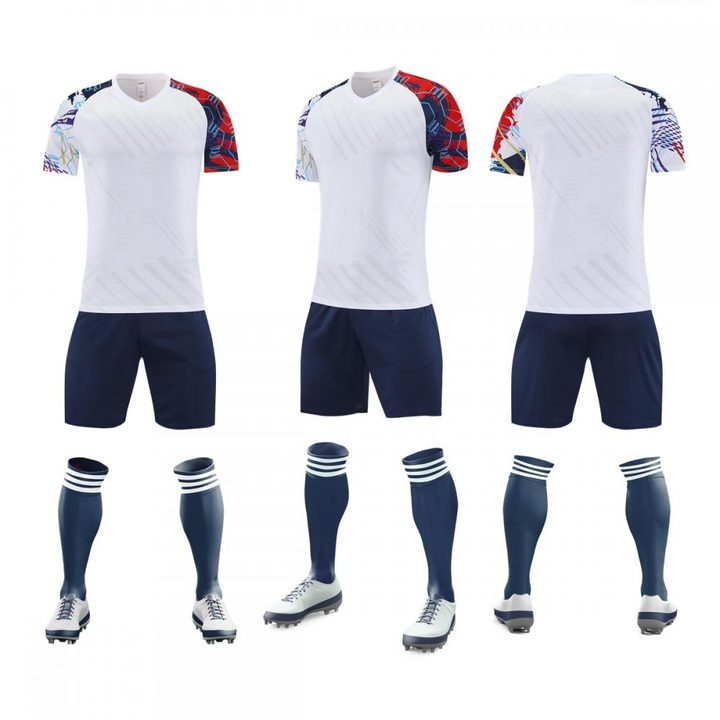 Maglia da calcio a maniche corte con scollo a V con righe – COMBO 2