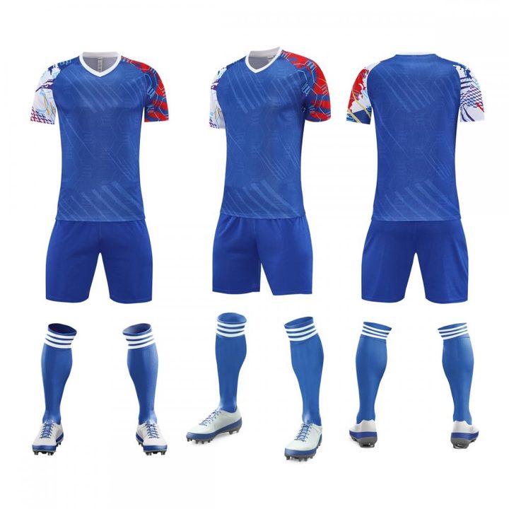 Maglia da calcio a maniche corte con scollo a V con righe – COMBO 3