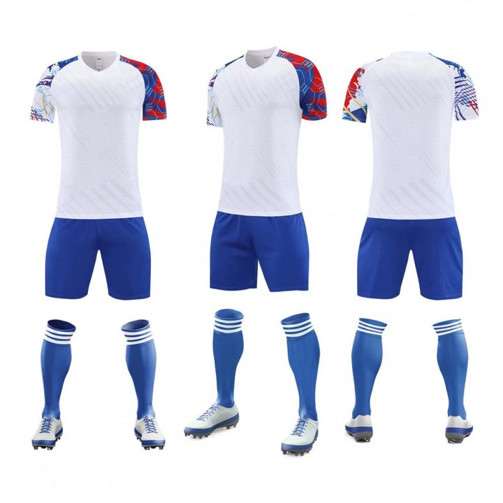Maglia da calcio a maniche corte con scollo a V con righe – COMBO 4