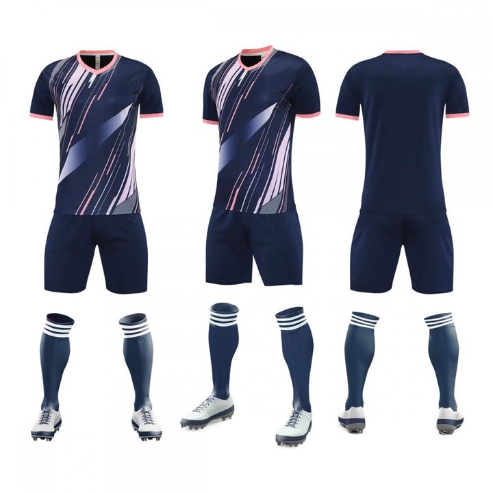 V-neck Short Sleeve Striped Soccer Jersey – COMBO 5