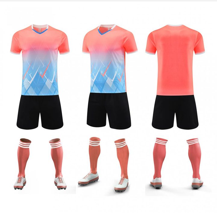 Camiseta de fútbol de manga corta con cuello en V con degradado – COMBO 3