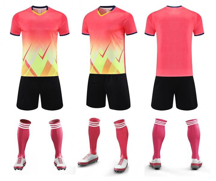 Camiseta de fútbol de manga corta con cuello en V con degradado – COMBO 2