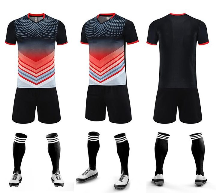 Camiseta de fútbol de manga corta con cuello en V con rayas – COMBO 4