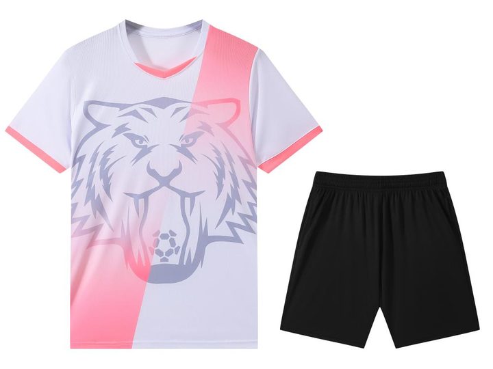 V-neck Short Sleeve Striped Soccer Jersey – FRONT 1