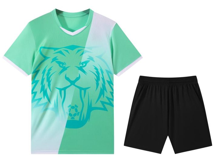 V-neck Short Sleeve Striped Soccer Jersey – FRONT 2