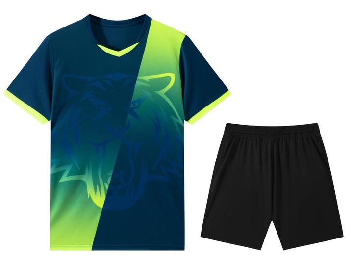 V-neck Short Sleeve Striped Soccer Jersey – FRONT 4