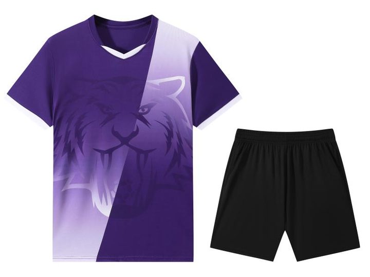V-neck Short Sleeve Striped Soccer Jersey – FRONT 5