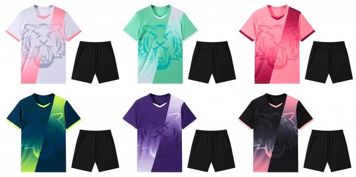 V-neck Short Sleeve Striped Soccer Jersey – FRONT 7