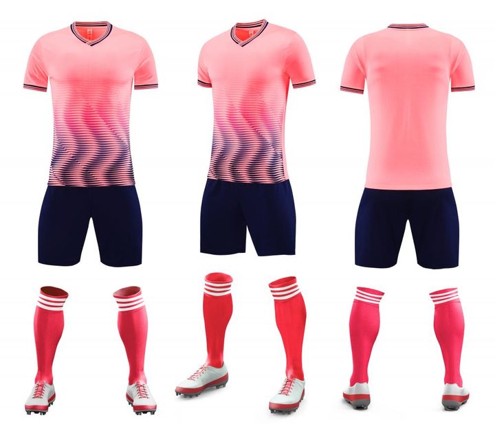 Kurzarm-Fußballtrikot mit V-Ausschnitt und Streifen – COMBO 6