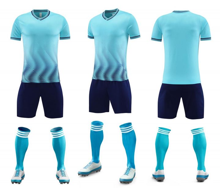 Kurzarm-Fußballtrikot mit V-Ausschnitt und Streifen – COMBO 5