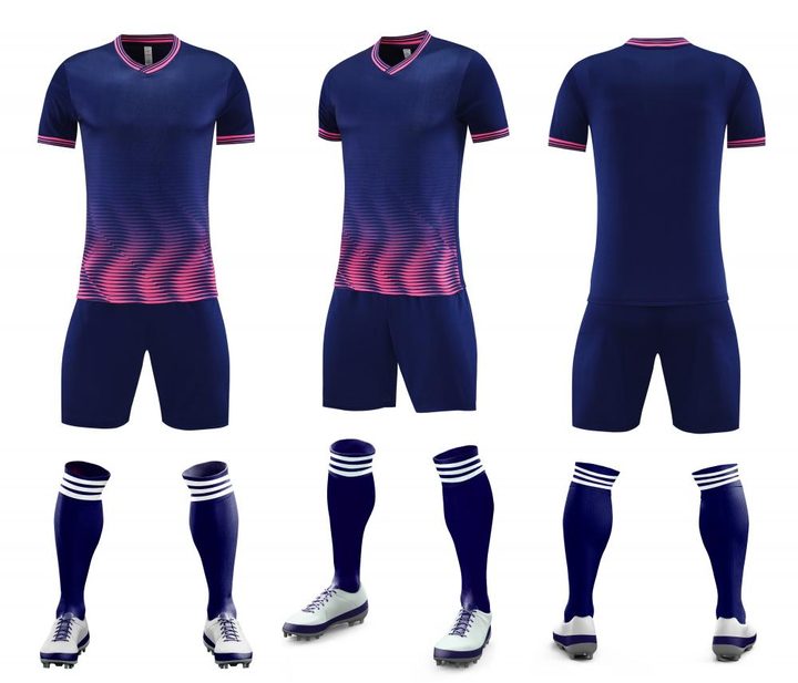 Kurzarm-Fußballtrikot mit V-Ausschnitt und Streifen – COMBO 1