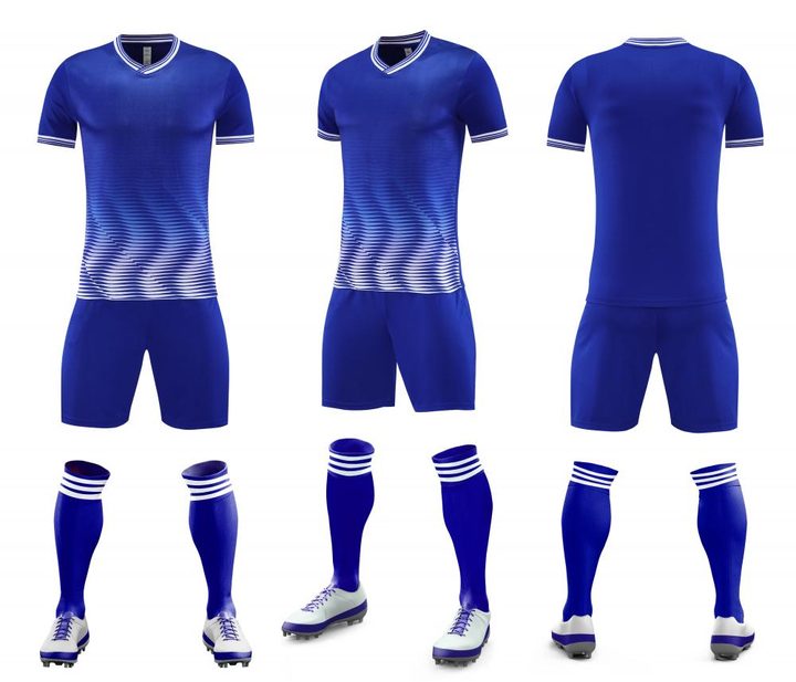 Kurzarm-Fußballtrikot mit V-Ausschnitt und Streifen – COMBO 2