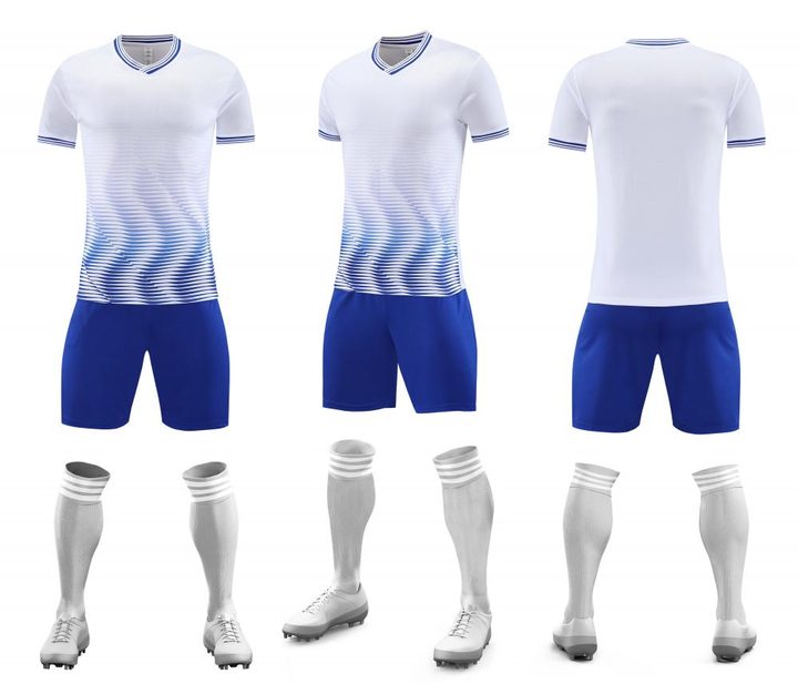Kurzarm-Fußballtrikot mit V-Ausschnitt und Streifen – COMBO 7