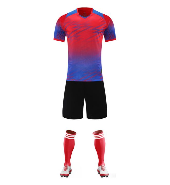 V-neck Short Sleeve Striped Soccer Jersey – FRONT 6